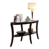 Rich Espresso Finish Curve Legs Sofa Table with Glass Inserted Top