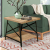 Rectangle Side Table with Open Bottom Shelf and Metal Legs, Brown and Gray