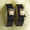 Modern Matte Black Wall Candle Holder Pair