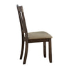 Brown Finish Side Chairs Set of 2pc Metal Banded Rivets Cotton Fabric Upholstered Dining Furniture