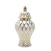 White and Gold Ceramic Decorative Ginger Jar Vase