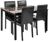 Furniture 5 Piece Metal Dinette Set with Faux Marble Top - Black,dinning set,table&4 chairs