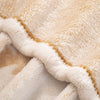 Back Printing Shaved Flannel Plush Blanket, Light Brown Stripe Blanket for Bed or Sofa, 80
