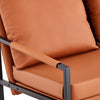 Modern Two-Seater Sofa Chair with 2 Pillows - PU Leather, High-Density Foam, Black Coated Metal Frame.Brown