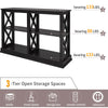 Console Table with 3-Tier Open Storage Spaces and “X” Legs, Narrow Sofa Entry Table for Living Room, Entryway and Hallway (Black)