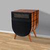24 Inch Acacia Wood Accent Cabinet Chest with 1 Mesh Drawer and 1 Door, Brown and Black