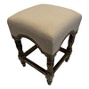 24 Inch Wooden Stool with Fabric Upholstery, Beige and Brown