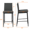High-end unique diamond shaped leather design, high quality metal bracket, stable and durable, multi-functional style suitable for bars, restaurants, bedroom bar chairs,(set of 2)
