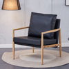 Sofa Chair.Black PU Leather Accent Arm Chair Mid Century Modern Upholstered Armchair with Imitation solid wood color Metal Frame Padded Backrest and Seat Cushion Sofa Chairs for Living Room