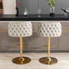 A&A Furniture,Swivel Barstools Adjusatble Seat Height, Modern PU Upholstered Bar Stools with  the whole Back Tufted, for Home Pub and Kitchen Island（Beige, Set of 2）