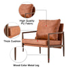 PU Leather Accent Arm Chair Mid Century Modern Upholstered Armchair with Imitation solid wood Walnut color Metal Frame Extra-Thick Padded Backrest and Seat Cushion Sofa Chairs for Living Room