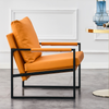 PU Leather Accent Arm Chair Mid Century Modern Upholstered Armchair with Metal Frame Extra-Thick Padded Backrest and Seat Cushion Sofa Chairs for Living Room ( orange PU Leather + Metal Frame + Foam)