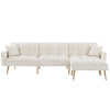 L-Shape Sectional Modern Velvet Upholstered Reversible Sofa Bed, with Movable Ottoman