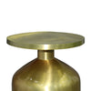 24 Inch Metal Frame End Table with Round Top and Bottle Shape Base, Gold