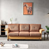 Living Room Furniture Linen Fabric Faux Leather with Wood Leg Sofa (Red Brown)