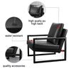 PU Leather Accent Arm Chair Mid Century Modern Upholstered Armchair with Metal Frame Extra-Thick Padded Backrest and Seat Cushion Sofa Chairs for Living Room ( Black PU Leather + Metal Frame + Foam)