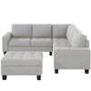 Orisfur. Sectional Corner Sofa L-shape Couch Space Saving with Storage Ottoman & Cup Holders Design for Large Space Dorm Apartment,Light Grey