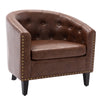 PU Leather Tufted Barrel ChairTub Chair for Living Room Bedroom Club Chairs
