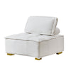Lazy sofa ottoman with gold wooden legs teddy fabric (White)