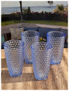 Designer Acrylic Diamond Cut Blue Drinking Glasses Hi Ball Set of 4 (19oz), Premium Quality Unbreakable Stemless Acrylic Drinking Glasses for All Purpose
