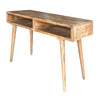 48 Inch Minimalist Mango Wood Desk, 2 Compartments, Splayed Legs, Weathered Oak Brown