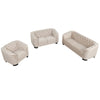 Modern 3-Piece Sofa Sets with Rubber Wood Legs,Velvet Upholstered Couches Sets Including Three Seat Sofa, Loveseat and Single Chair for Living Room Furniture Set,Beige