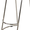 Farmhouse Counter Height Barstool with Wooden Saddle Seat and Tubular Frame, Small, Brown and Silver