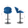 Bar Stools Set of 2 - Adjustable Barstools with Back and Footrest, Counter Height Bar Chairs for Kitchen, Pub -Blue