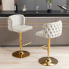 A&A Furniture,Swivel Barstools Adjusatble Seat Height, Modern PU Upholstered Bar Stools with  the whole Back Tufted, for Home Pub and Kitchen Island（Beige, Set of 2）