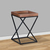 22 Inch Industrial End Side Table with Mango Wood Tray Top, X Shape Iron Frame, Brown, Black