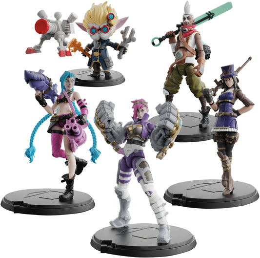 League of Legends - Dual Cities Pack w/ Exclusive Jinx, Heimerdinger, Vi, Caitlyn, Ekko, 4-Inch Figures, Ages 12 and Up