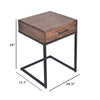 Mango Wood Side Table with Drawer and Cantilever Iron Base, Brown and Black