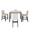 TOPMAX 5 Piece Counter Height Faux Marble Modern Dining Set with Matching Chairs and Marble Veneer  for Home, Beige