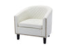COOLMORE accent Barrel chair living room chair with nailheads and solid wood legs  white  pu leather