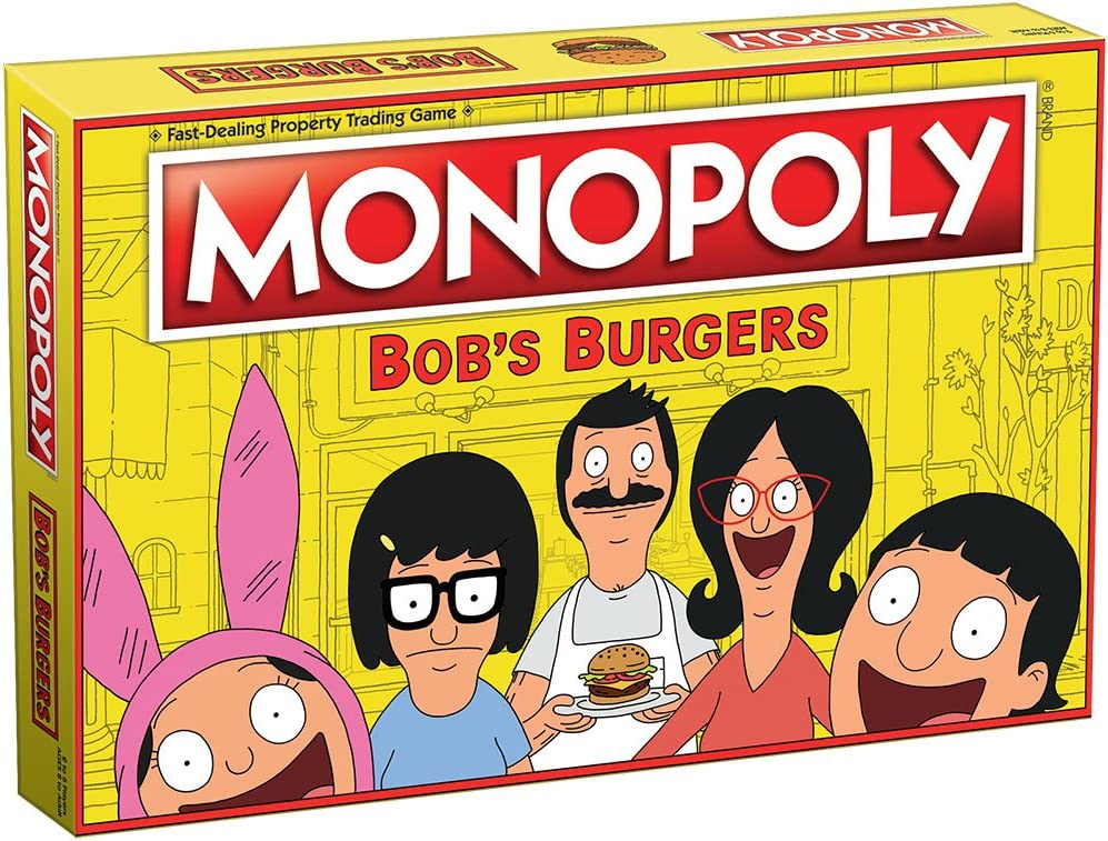 monopoly bobs burgers board game themed bob burgers tv show monopoly game officially licensed bobs burgers game
