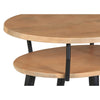 Mango Wood Oval Coffee Table with Open Shelf, Oak Brown and Black