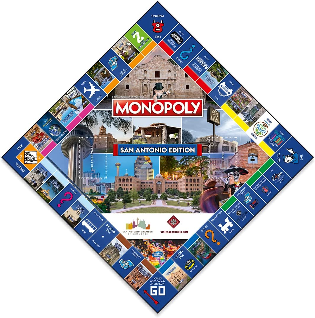 san antonio monopoly board game edition family game for ages 8 and up visit the monopoly store