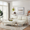 Beige Sectional Sofa Bed , L-shape Sofa Chaise Lounge with Ottoman Bench