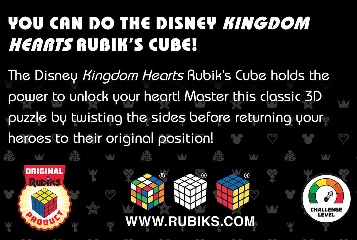 USAOPOLY Disney Kingdom Hearts Rubik's Cube | Collectible Puzzle Cube Featuring Characters - Mickey Mouse, Donald Duck, Goofy, Riku, Sora, Kairi | Officially Licensed 3x3x3 Rubiks Cube Fashions for Home