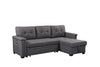 Nathan Dark Gray Reversible Sleeper Sectional Sofa with Storage Chaise, USB Charging Ports and Pocket