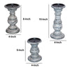 Wooden Candleholder with Turned Pedestal Base, Set of 3, Distressed White and Black