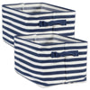 PE-Coated Fabric Bin Set with Blue Stripes - 9.5 inches