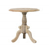 Intricately Carved Round Top Mango Wood Side End Table with Pedestal Base, Brown and White