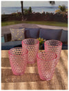 Designer Acrylic Diamond Cut Pink Drinking Glasses DOF Set of 4 (12oz), Premium Quality Unbreakable Stemless Acrylic Drinking Glasses for All Purpose