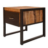 24 Inch Single Drawer Mango Wood Bedside Table, Iron Sled Style Base, Brown, Black