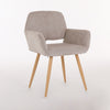 Fabric Upholstered Side Dining Chair with Metal Leg(Beige fabric+Beech Wooden Printing Leg),KD backrest