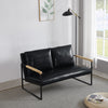 Metal Frame with Faux Leather Upholstery Loveseat  (Black)