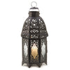 Lacy Cutout Black Candle Lantern - 12 inches