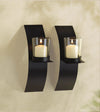 Modern Matte Black Wall Candle Holder Pair