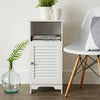 White Slatted Cabinet with Shelf